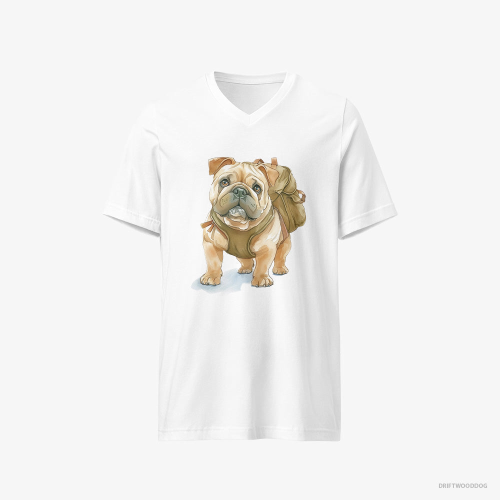 Bulldog Ready for Hiking V-Neck T-Shirt