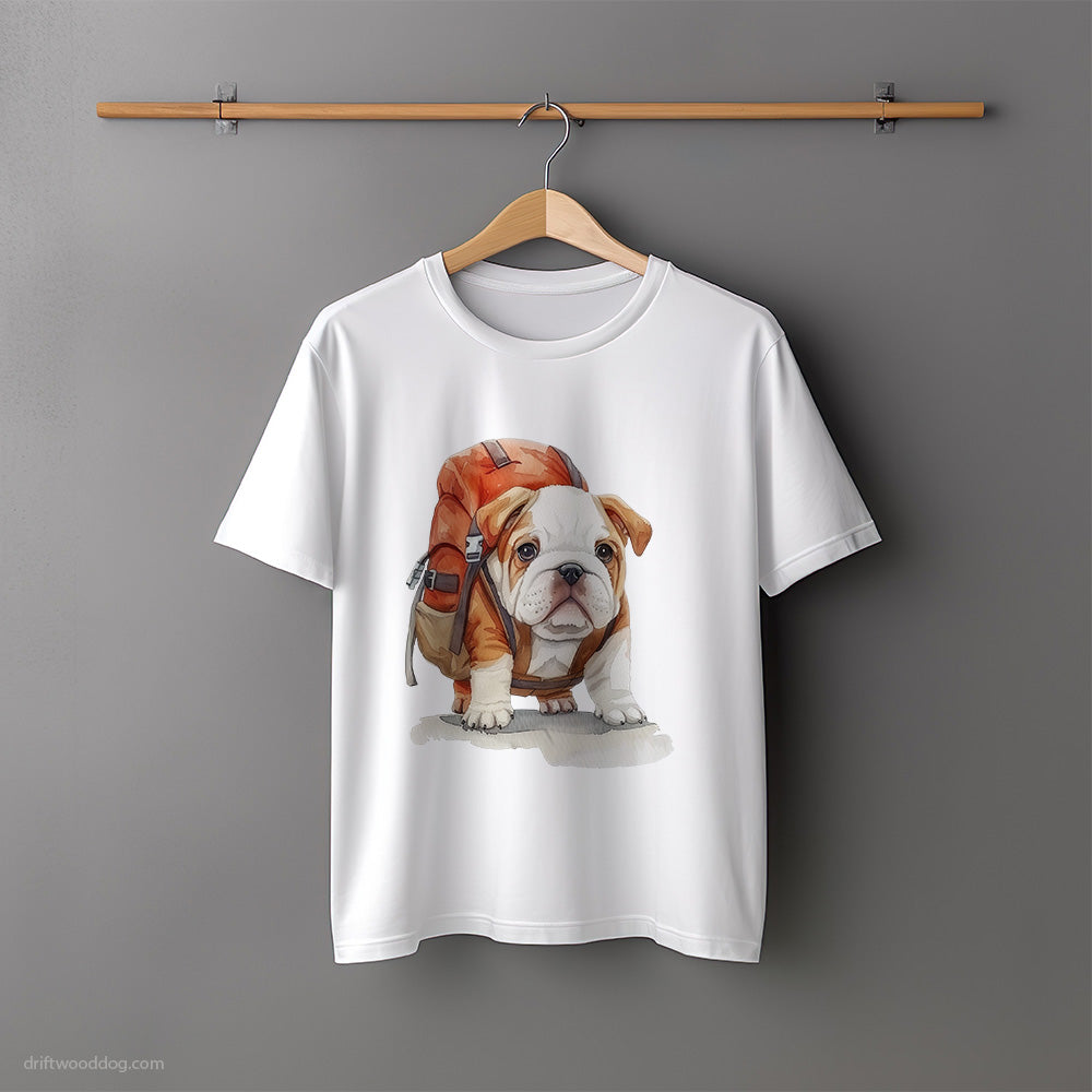 Bulldog Puppy Hiking T-Shirt – Unisex Tee for Dog Lovers