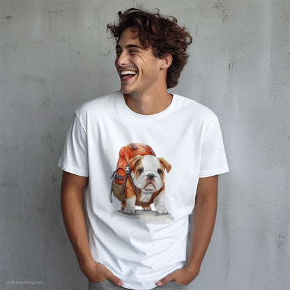 Bulldog Puppy Hiking T-Shirt – Dog T-Shirt for Men