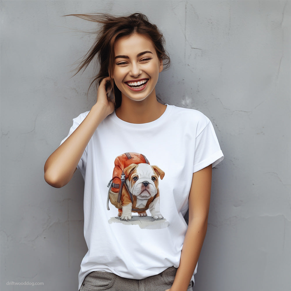 Bulldog Puppy Hiking T-Shirt – Custom Dog T-Shirts for Women