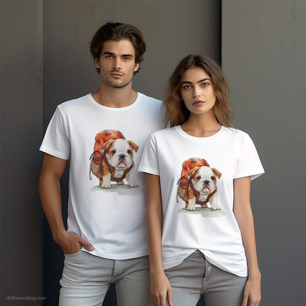 Bulldog Puppy Hiking T-Shirt – Dog-Themed Gifts for Dog Lovers