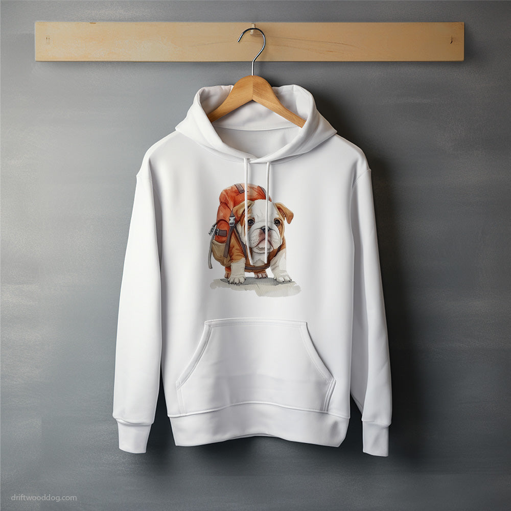 Bulldog Puppy Hiking Hoodie – Unisex Hoodie for Dog Lovers