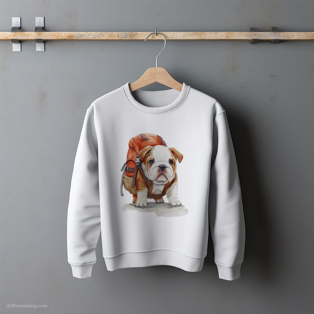 Bulldog Puppy Hiking Sweatshirt – Unisex Sweatshirt for Dog Lovers