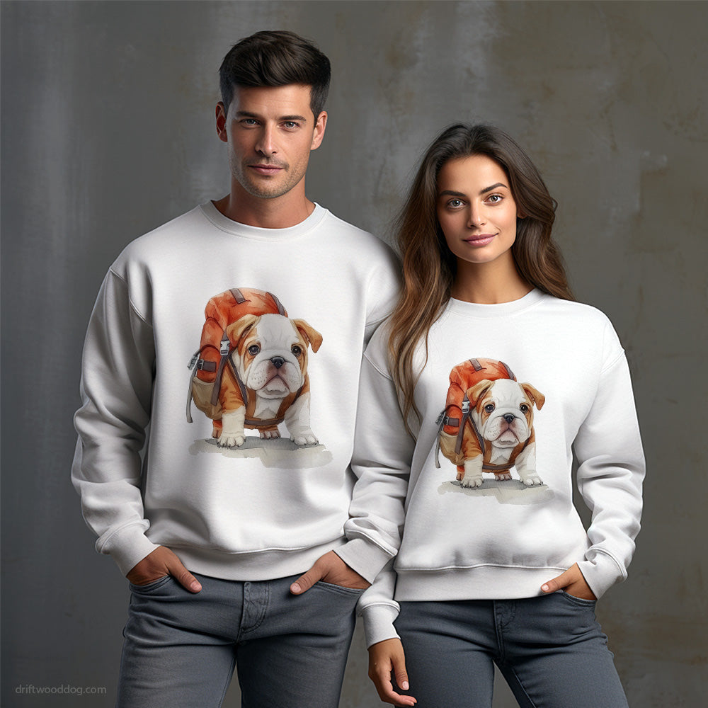 Bulldog Puppy Hiking Sweatshirt – Unisex Sweatshirt for Dog Owners