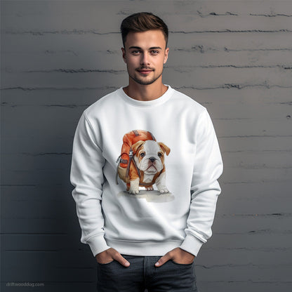 Bulldog Puppy Hiking Sweatshirt – Unique Dog Sweatshirt for Men