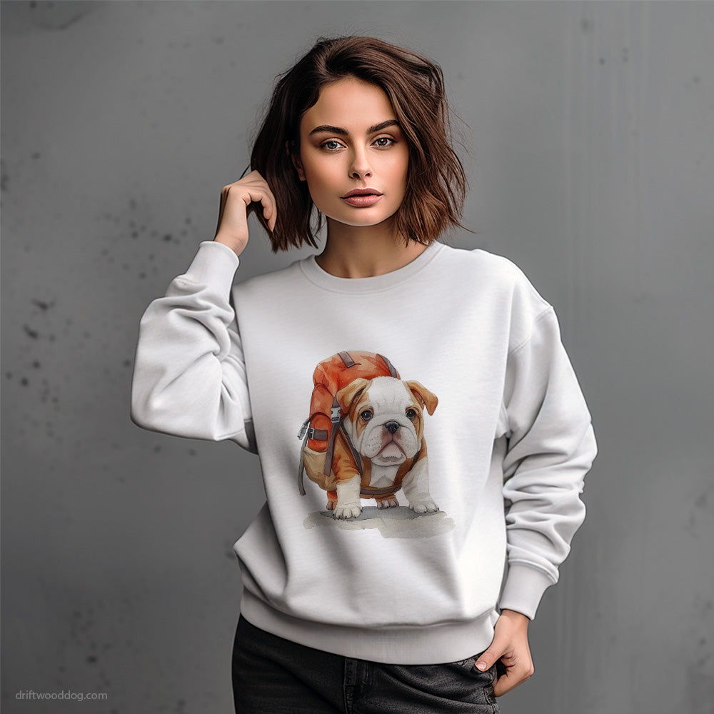 Bulldog Puppy Hiking Sweatshirt – Dog-Themed Gifts for Dog Lovers