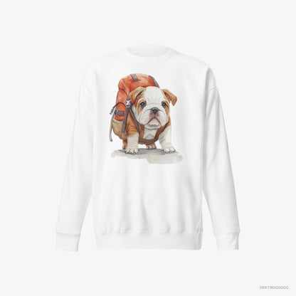 Bulldog Puppy Hiking White Sweatshirt