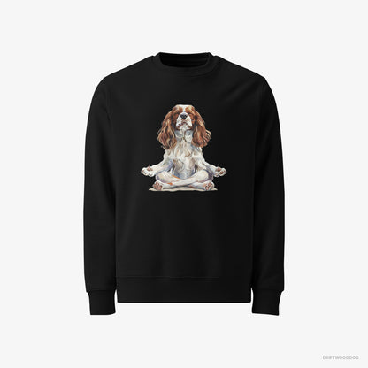 Cavalier King Charles Spaniel Sweatshirt – Men Black Sweatshirt Classic – Doing Yoga (on White Background)