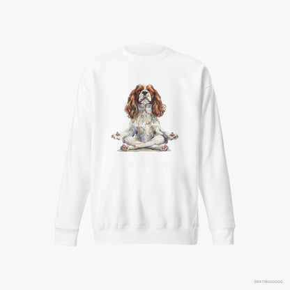 Cavalier King Charles Spaniel Doing Yoga White Sweatshirt