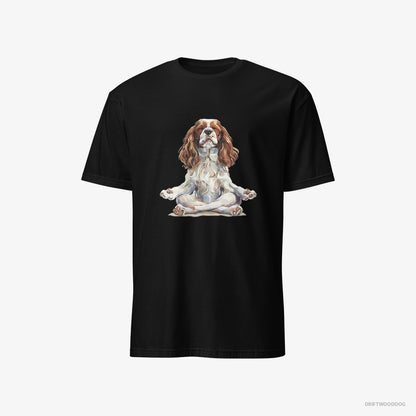 Cavalier King Charles Spaniel Doing Yoga Black T-Shirt