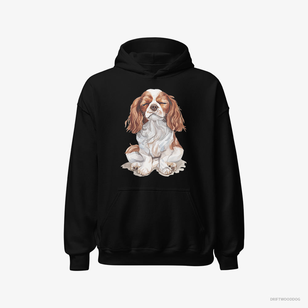 Cavalier King Charles Spaniel Hoodie – Men Black Hoodie Classic – Relaxing (on White Background)