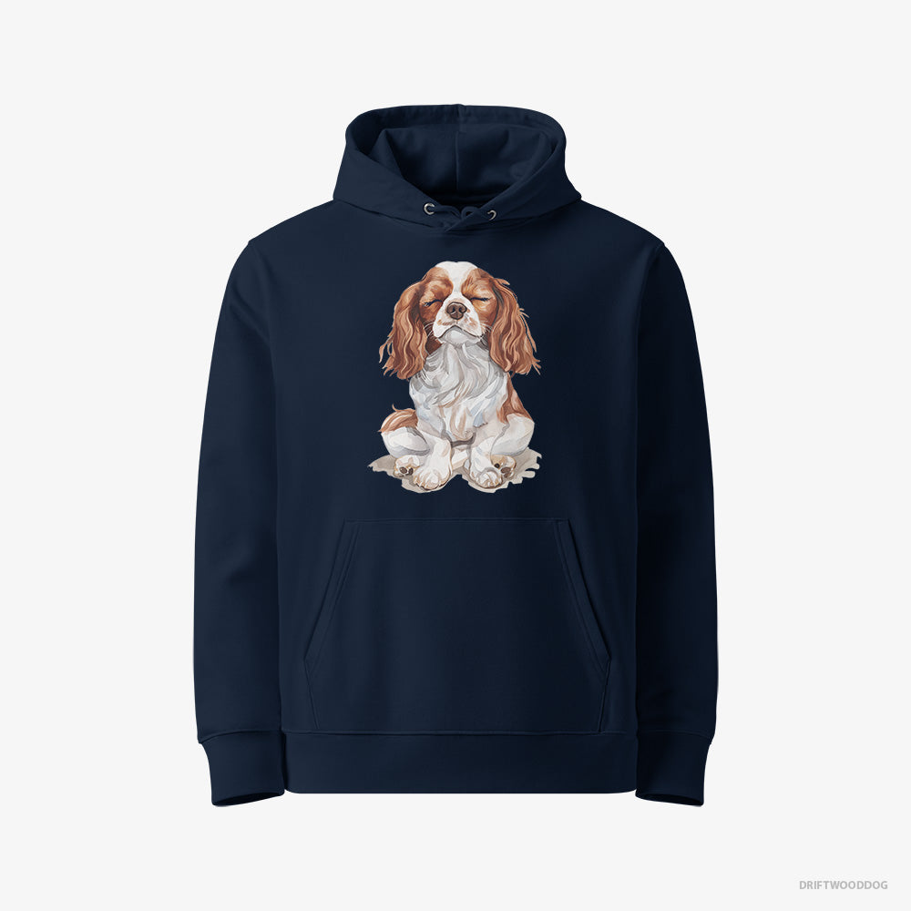 Cavalier King Charles Spaniel Hoodie – Men Navy Hoodie Eco-Friendly – Relaxing (on White Background)