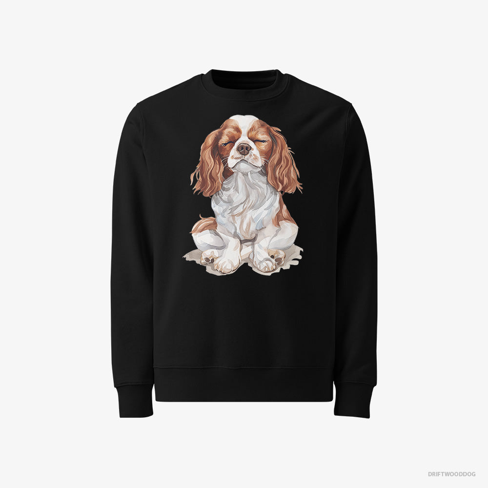 Cavalier King Charles Spaniel Sweatshirt – Men Black Sweatshirt Classic – Relaxing (on White Background)