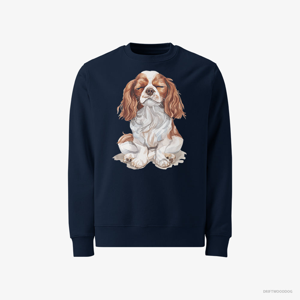 Cavalier King Charles Spaniel Sweatshirt – Men Navy Sweatshirt Classic – Relaxing (on White Background)