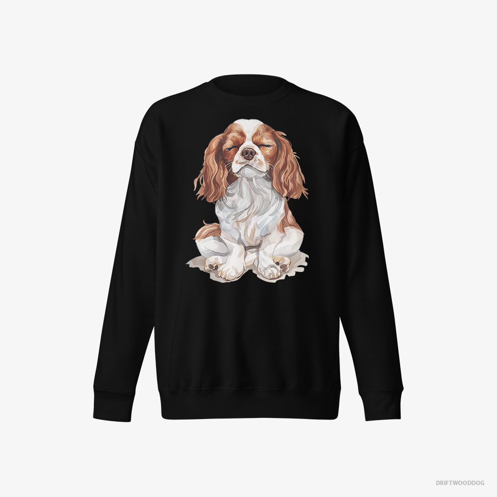 Cavalier King Charles Spaniel Sweatshirt – Men Black Sweatshirt Eco-Friendly – Relaxing (on White Background)