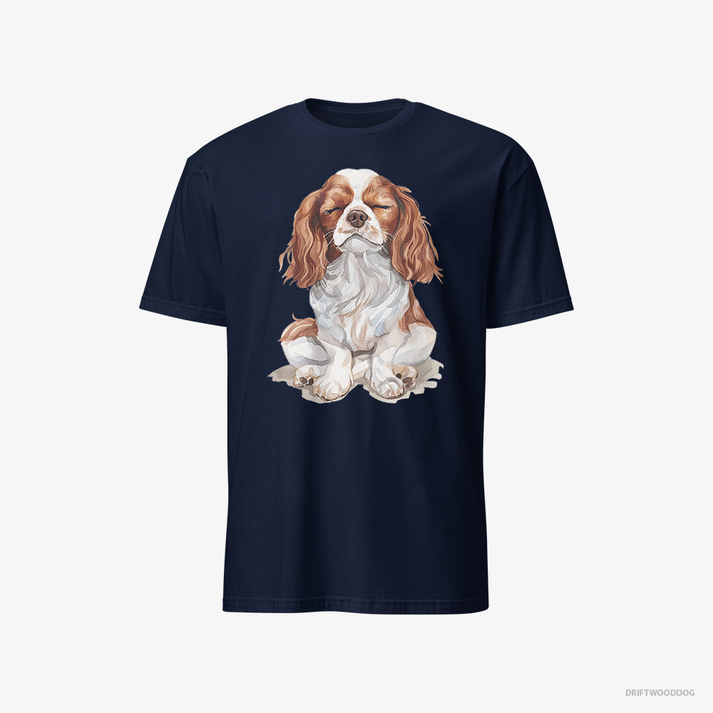 Cavalier King Charles Spaniel T-Shirt – Men Navy T-Shirt Classic – Relaxing (on White Background)