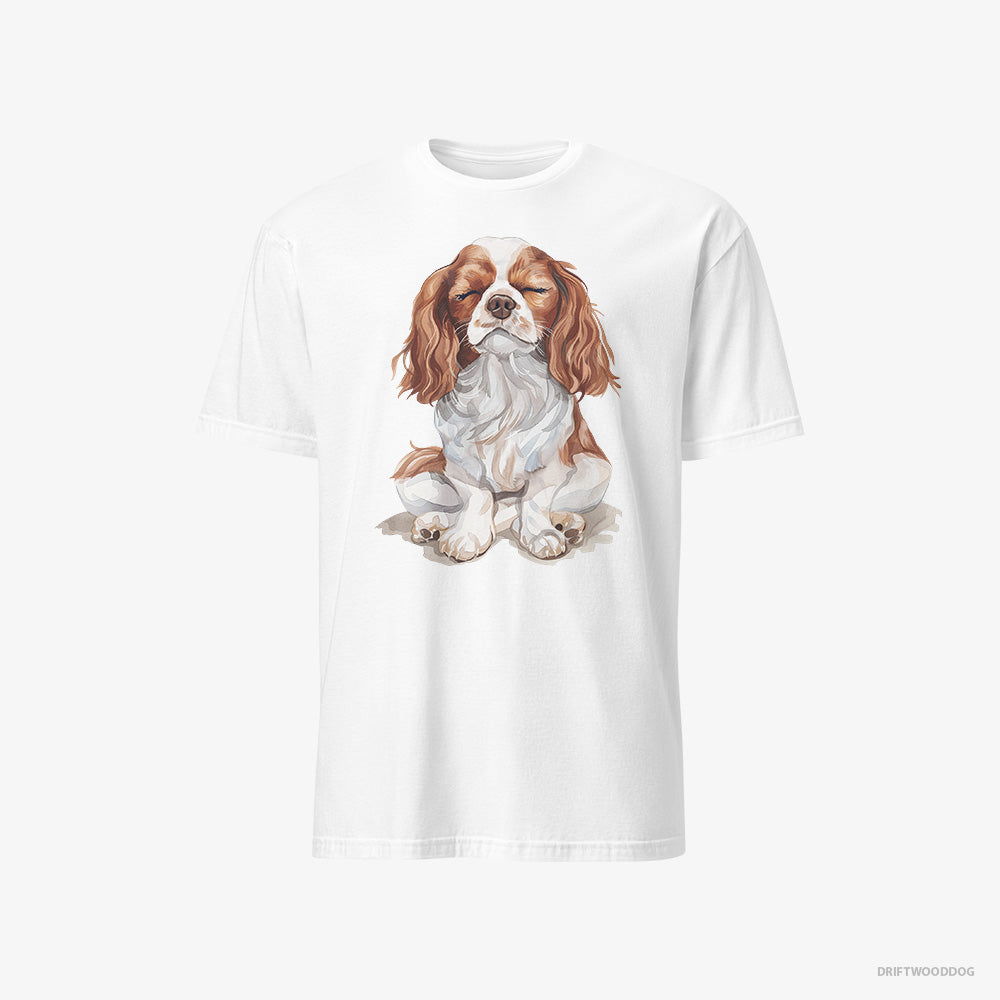 Cavalier King Charles Spaniel T-Shirt – Men White T-Shirt Classic – Relaxing (on White Background)