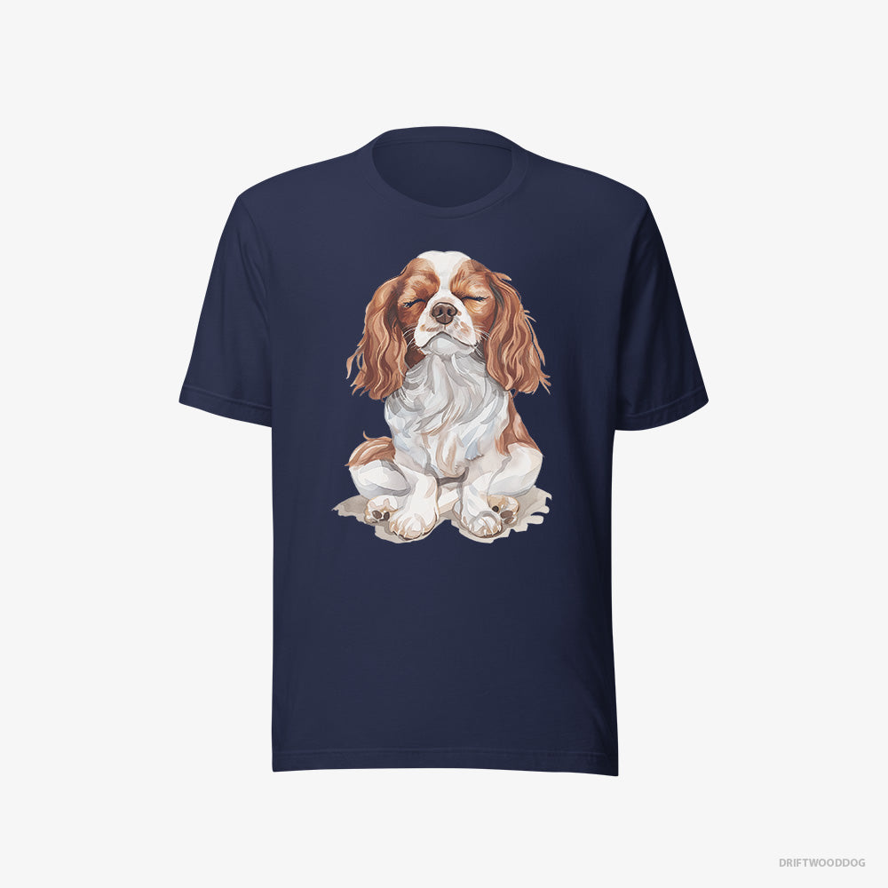 Cavalier King Charles Spaniel T-Shirt – Men Navy T-Shirt Eco-Friendly – Relaxing (on White Background)