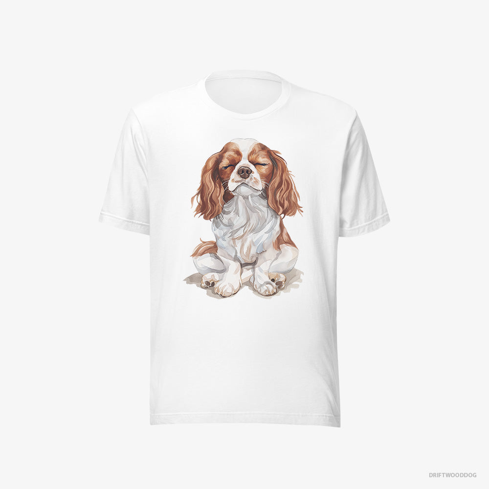 Cavalier King Charles Spaniel T-Shirt – Women White T-Shirt Eco-Friendly – Relaxing (on White Background)