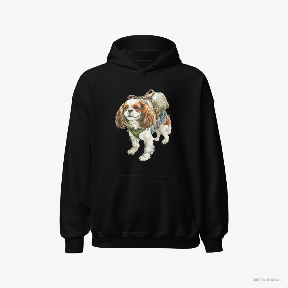 Cavalier King Charles Spaniel Hoodie – Men Black Hoodie Classic – Hiking (on White Background)