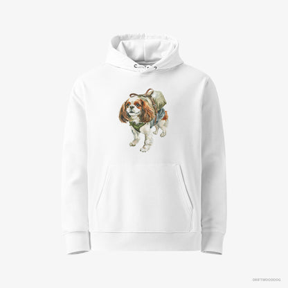 Cavalier King Charles Spaniel Hiking White Hoodie