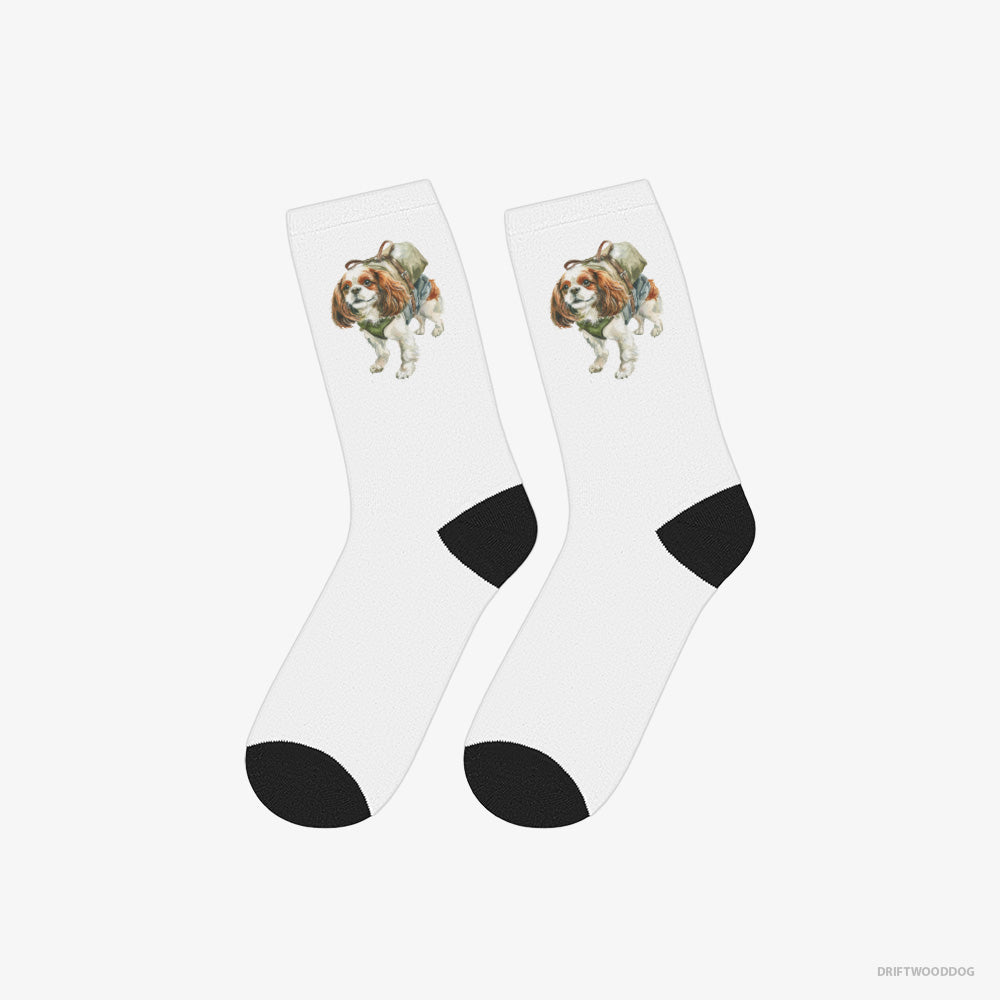 Cavalier King Charles Spaniel Socks – Unisex White Socks Eco-Friendly – Hiking (on White Background)