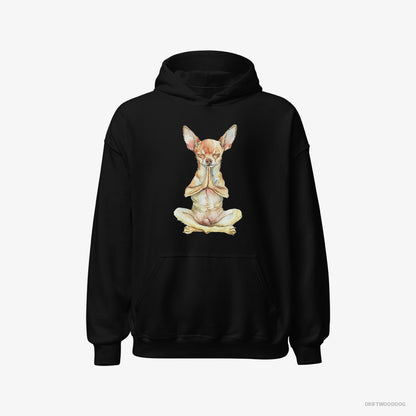 Chihuahua Hoodie – Men Black Hoodie Classic – Doing Yoga (on White Background)