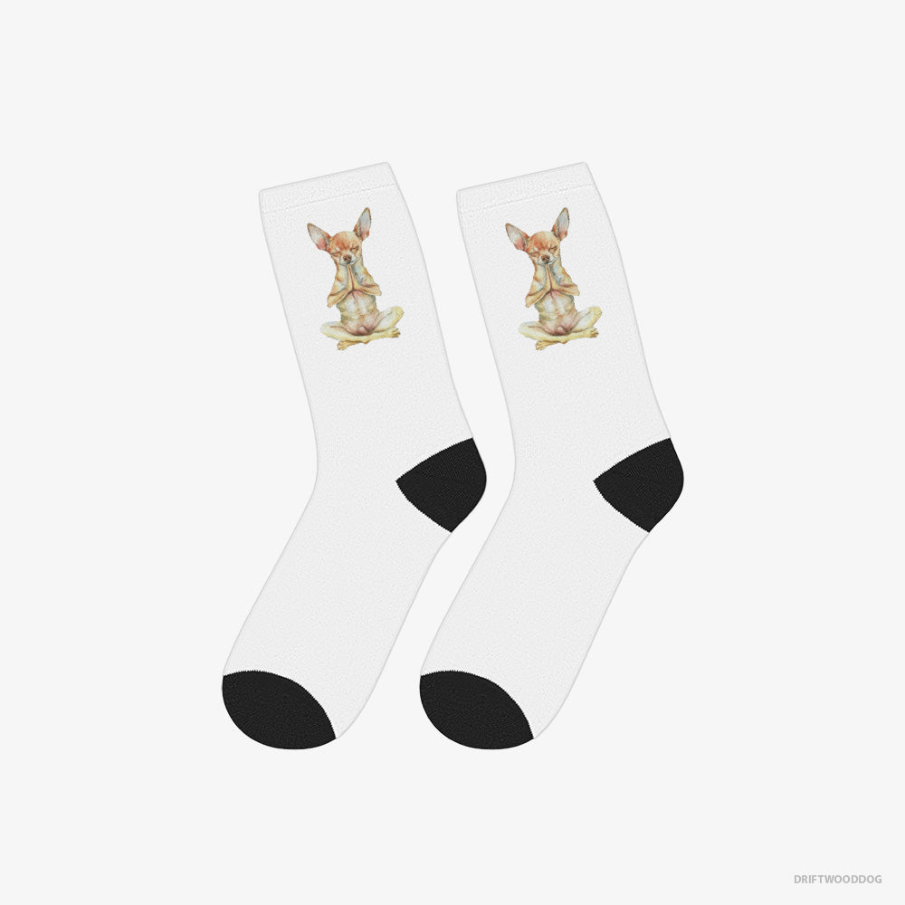 Chihuahua Doing Yoga – Socks White – Classic