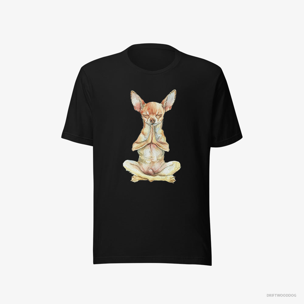 Chihuahua T-Shirt – Men Black T-Shirt Eco-Friendly – Doing Yoga (on White Background)