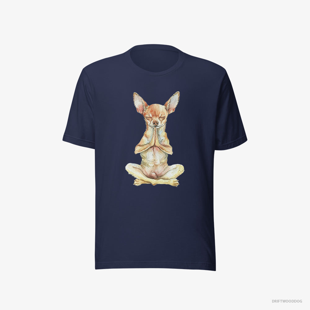 Chihuahua T-Shirt – Men Navy T-Shirt Eco-Friendly – Doing Yoga (on White Background)