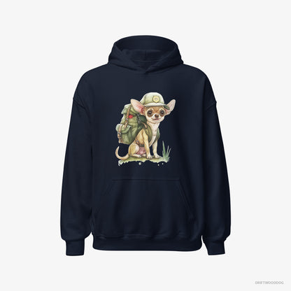 Chihuahua Ready for Hiking Navy Hoodie