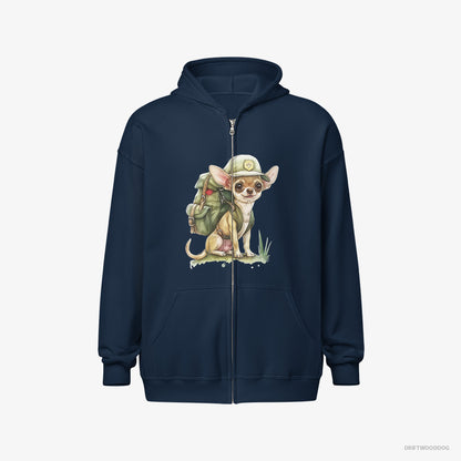 Chihuahua Ready for Hiking Navy Hoodie