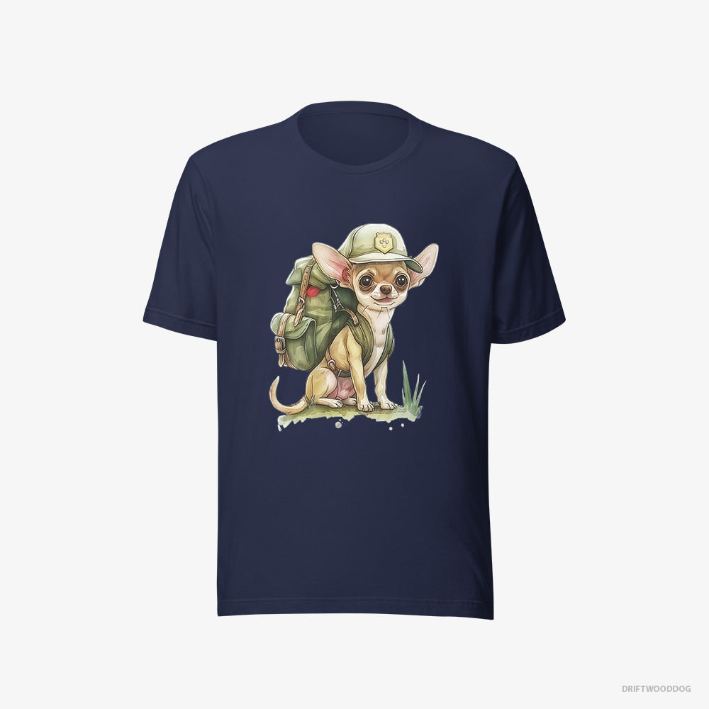 Chihuahua T-Shirt – Women Navy T-Shirt Eco-Friendly – Ready for Hiking (on White Background)