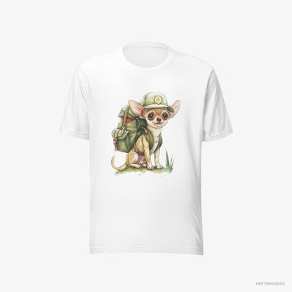 Chihuahua T-Shirt – Men White T-Shirt Eco-Friendly – Ready for Hiking (on White Background)