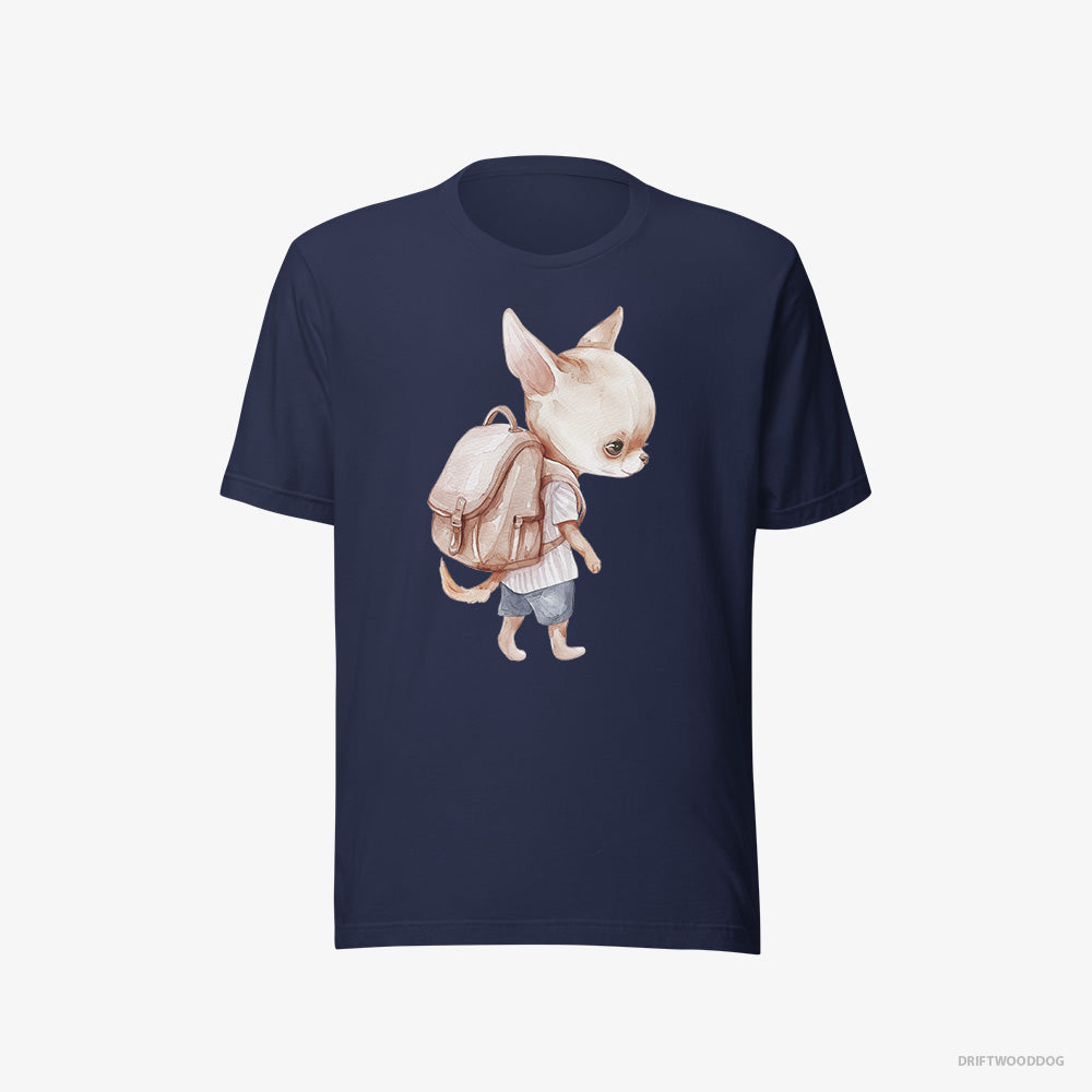 Chihuahua T-Shirt – Men Navy T-Shirt Eco-Friendly – Rambling with a Rucksack (on White Background)