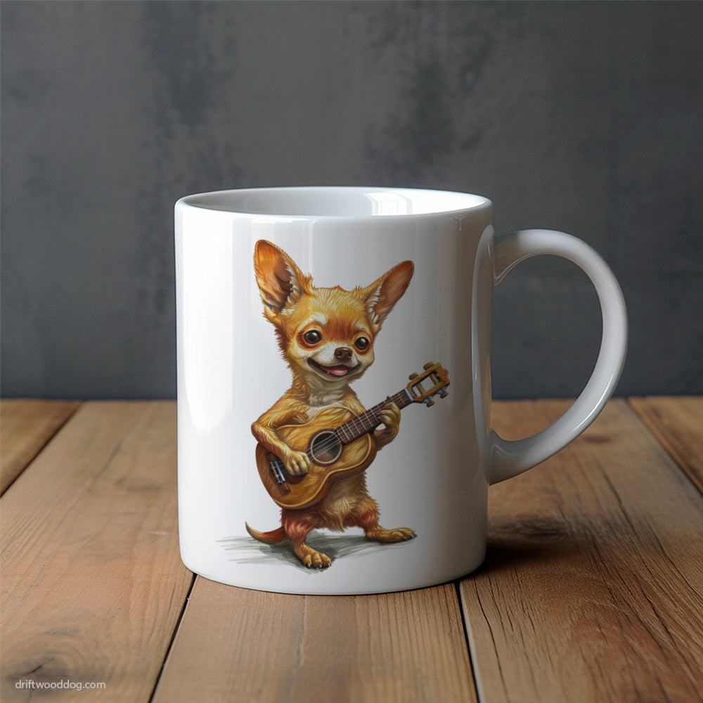 Chihuahua Playing Guitar Mug – Unique Dog Cups | Dog-Themed Mugs