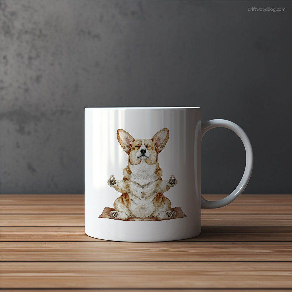 Deep in Thought Corgi Doing Yoga Mug – Funny Dog Coffee Mugs | Quirky Canine Drinkware