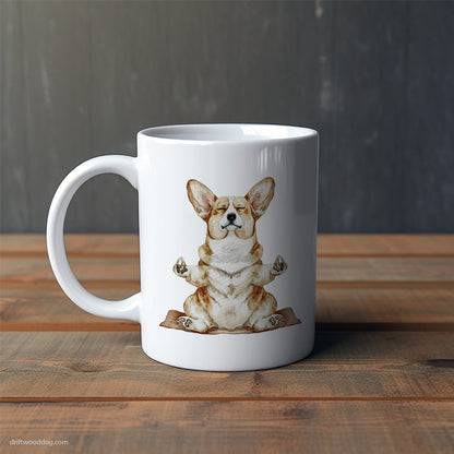 Deep in Thought Corgi Doing Yoga Mug – Cute Dog-Themed Mugs | Perfect Gifts for Dog Lovers