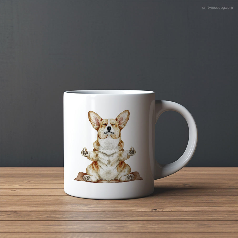 Deep in Thought Corgi Doing Yoga Mug – Custom Dog Mugs | Personalized Pet Mugs