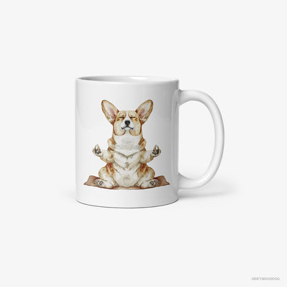 Corgi Doing Yoga White Mug