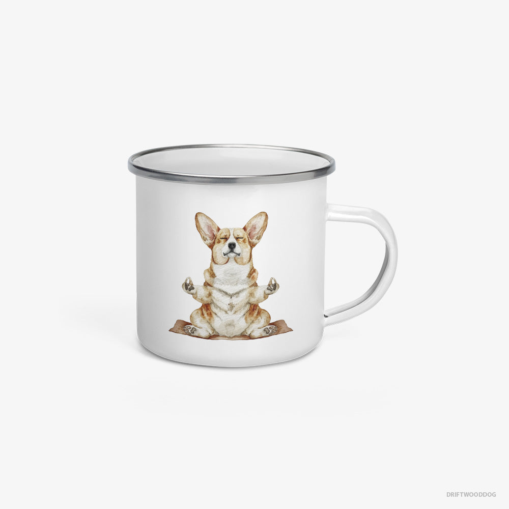 Corgi Doing Yoga Enamel Mug