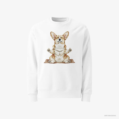 Corgi Doing Yoga White Sweatshirt