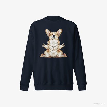 Corgi Doing Yoga Navy Sweatshirt