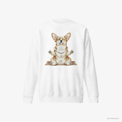 Corgi Doing Yoga White Sweatshirt