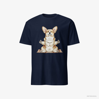 Corgi Doing Yoga Navy T-Shirt