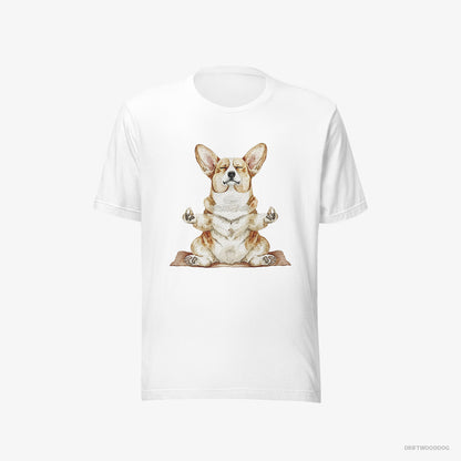 Corgi Doing Yoga White T-Shirt