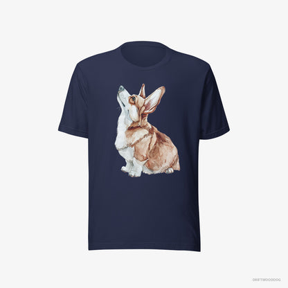 Corgi Looking Up Navy T-Shirt