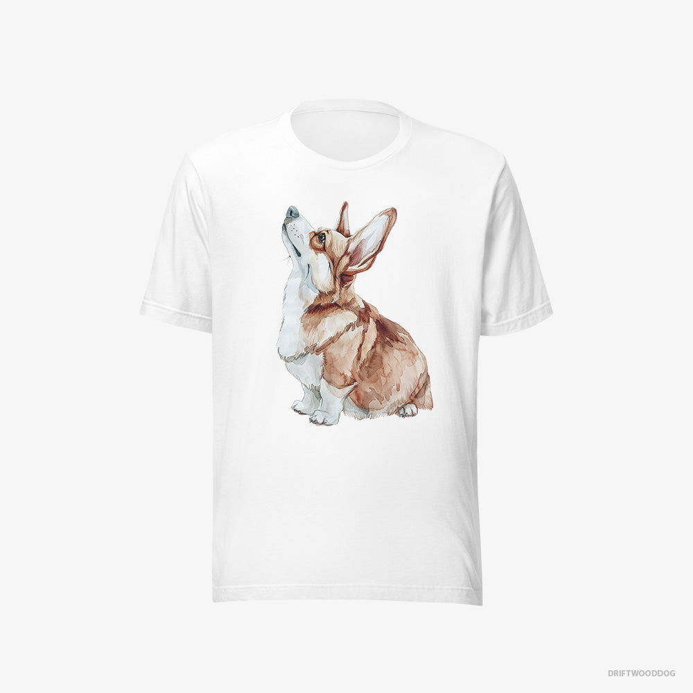 Adorable Corgi Looking Up – Men's T-Shirt White Eco – Eco-Friendly