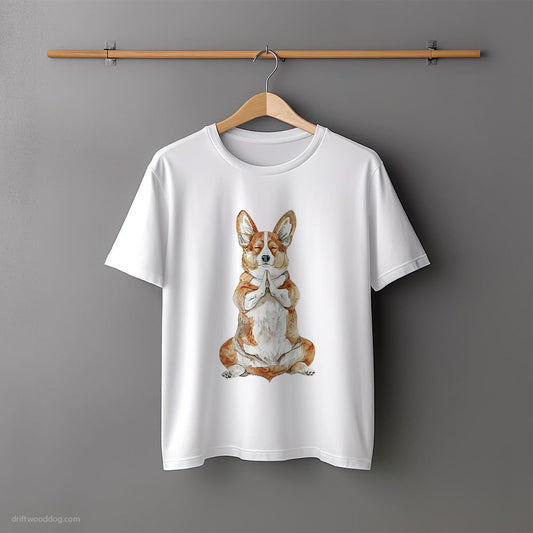 Corgi Meditating during Yoga T-Shirt – Unisex Tee for Dog Lovers