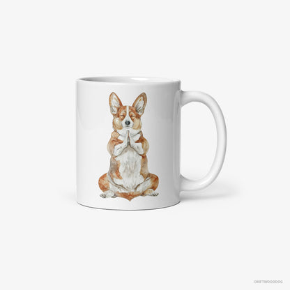 Corgi Meditating during Yoga White Mug